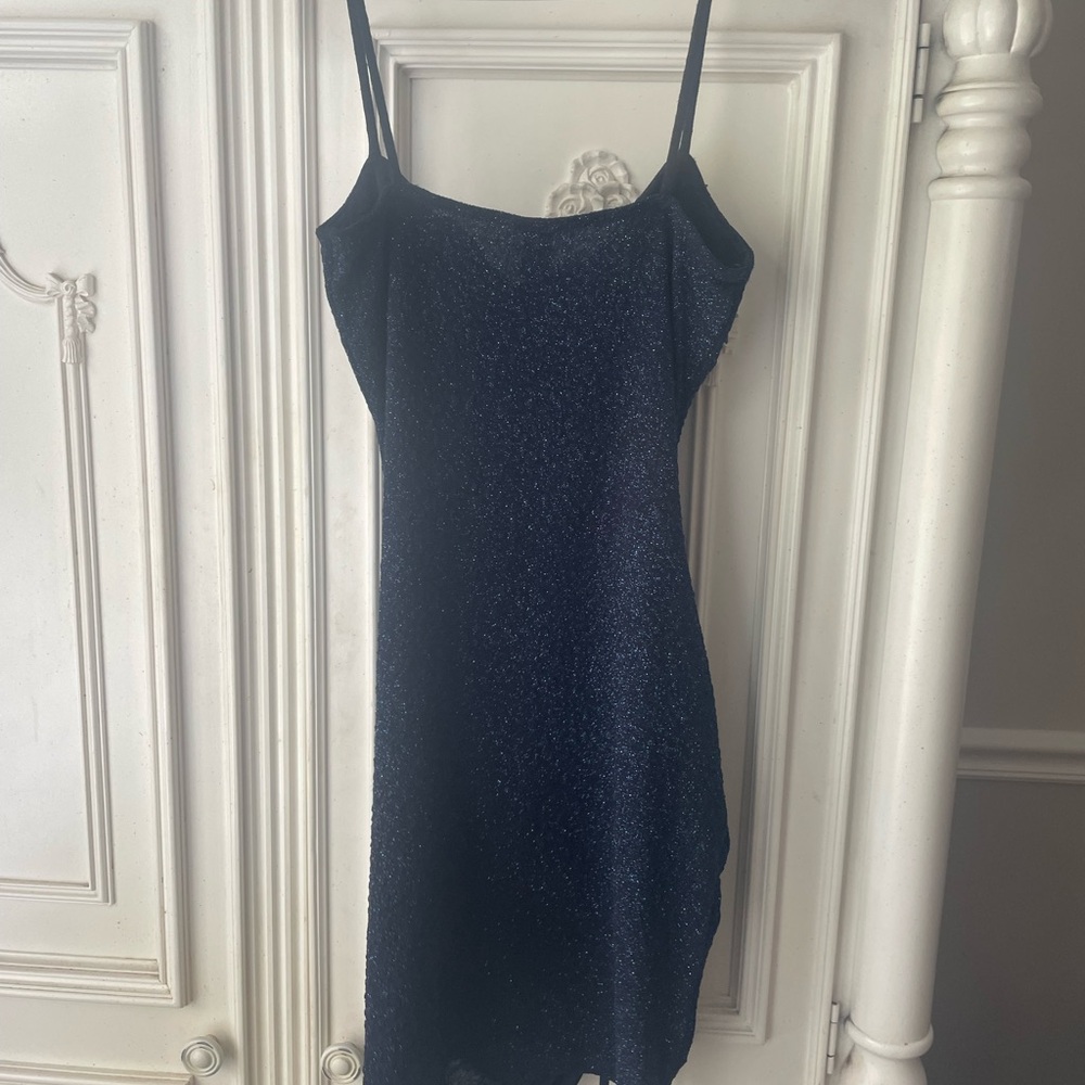 blue sparkly mini dress